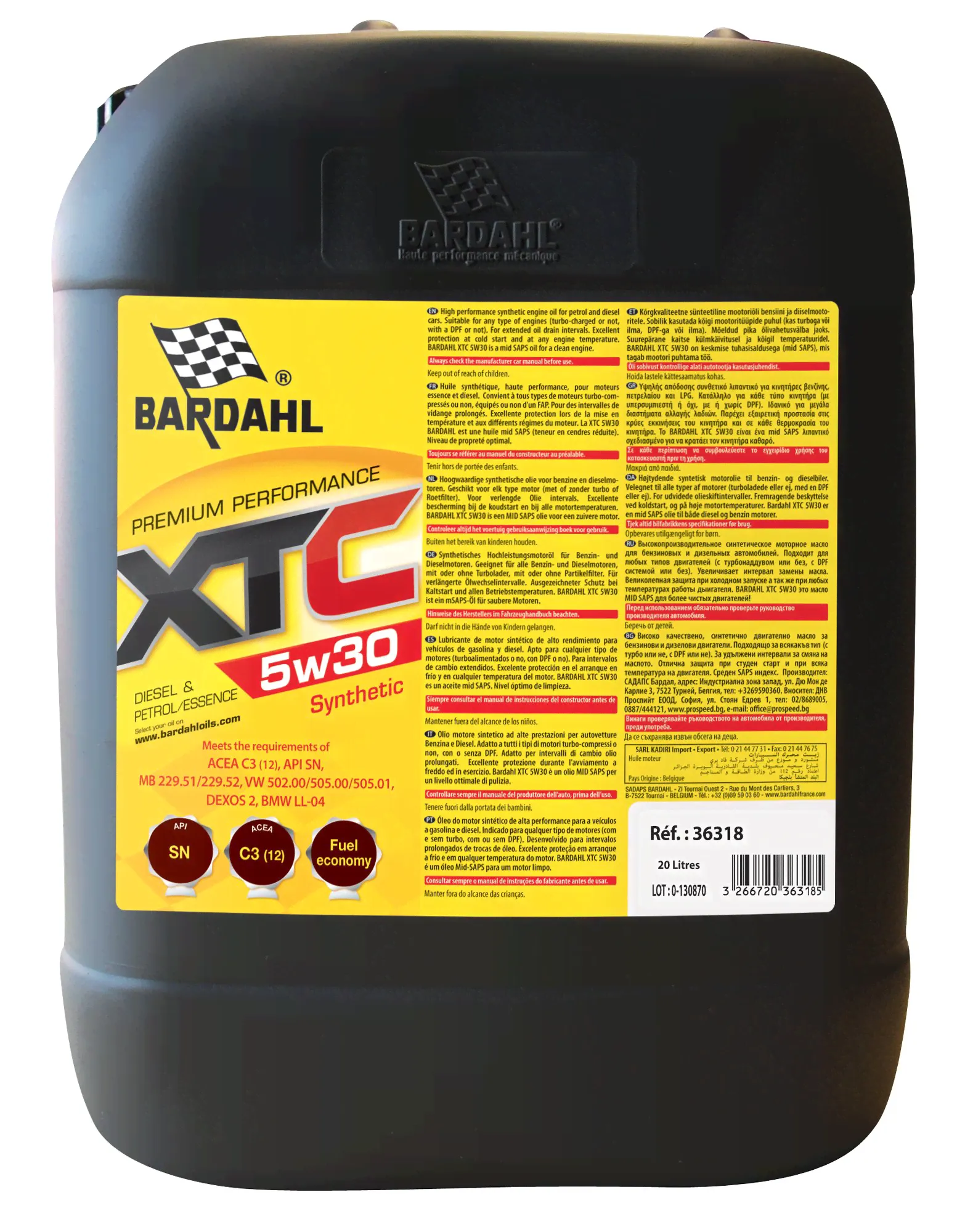 Масло моторное синтетическое BARDAHL XTC 5W30, 20L-2